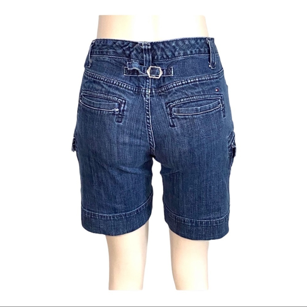 Vintage 90s Y2K Tommy Hilfiger Denim Bermuda Shorts SZ 10 Utility Streetwear - Picture 3 of 8